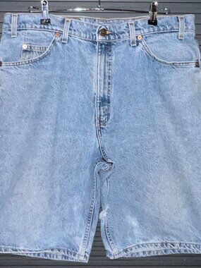 Levis 550 Orange Tag Mens Relaxed Fit Denim Shorts Light Wash Size 38‎